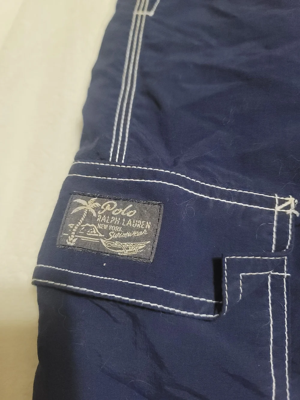 Polo by Ralph Lauren Men’s Navy‎ Swim Trunks with Red Accents XL
